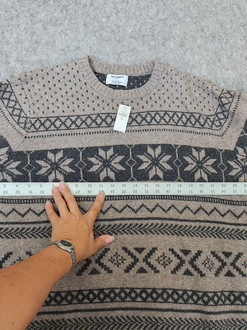NWT Old Navy Fair Isle Knit Sweater Men's XLT Tall Brown Holiday Winter So Soft